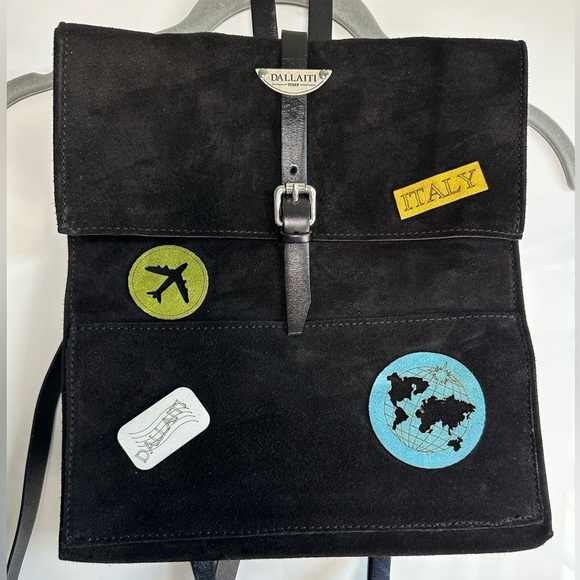 Dallaiti Suede Leather Backpack Tavel Patches Made in Italy NWOT main image 5